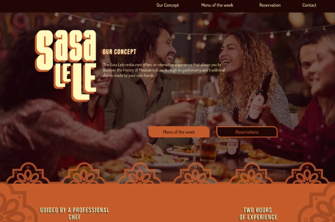 Layout of a restaurant website.